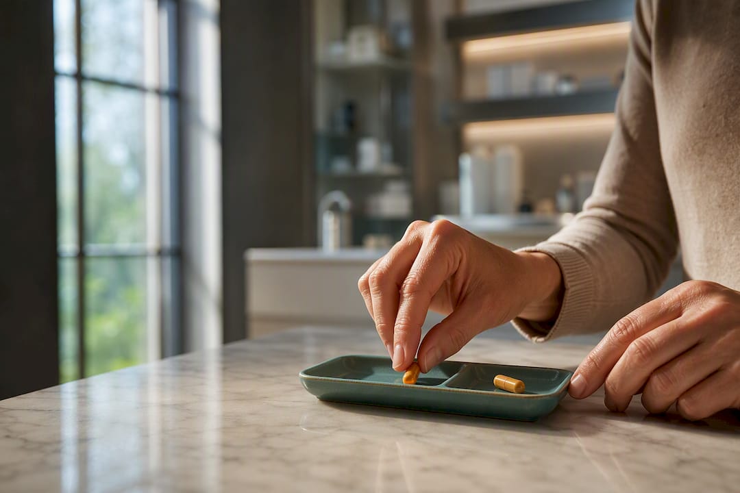 Adult arranging daily berberine capsule doses