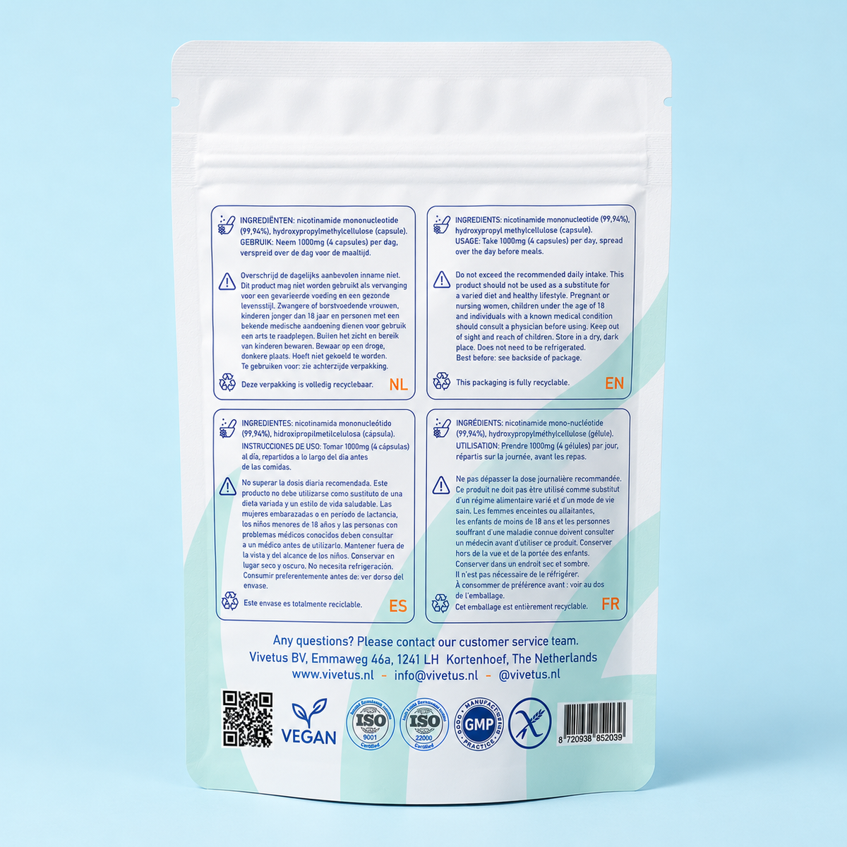 Vivetus® NMN (60 × 250mg Kapseln) NAD+-Booster