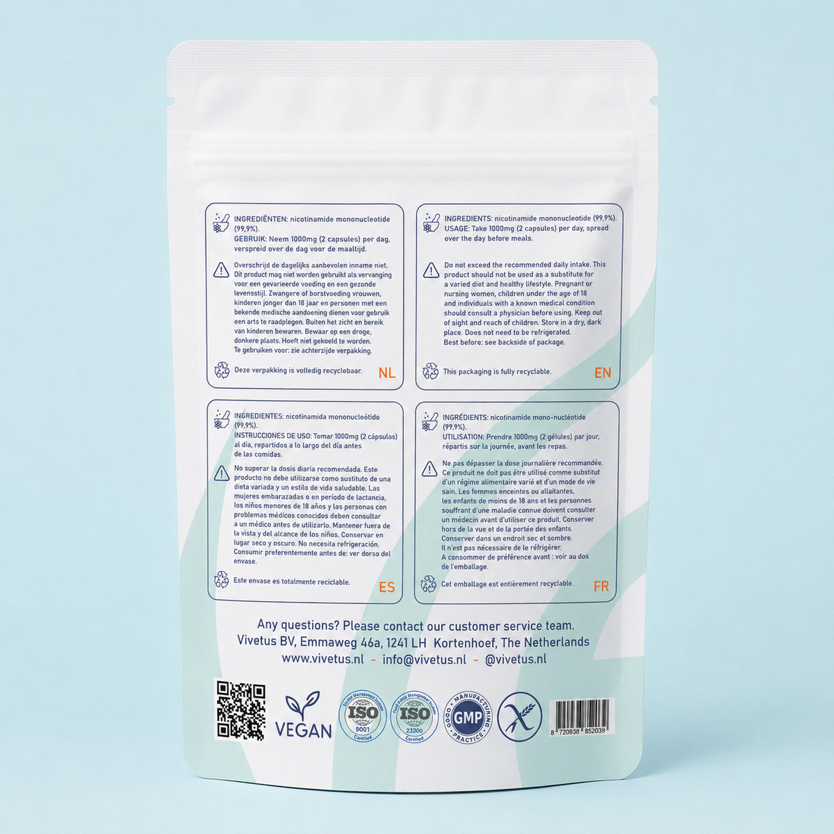 Vivetus® NMN (60 × 500-mg-Kapseln) NAD+-Booster